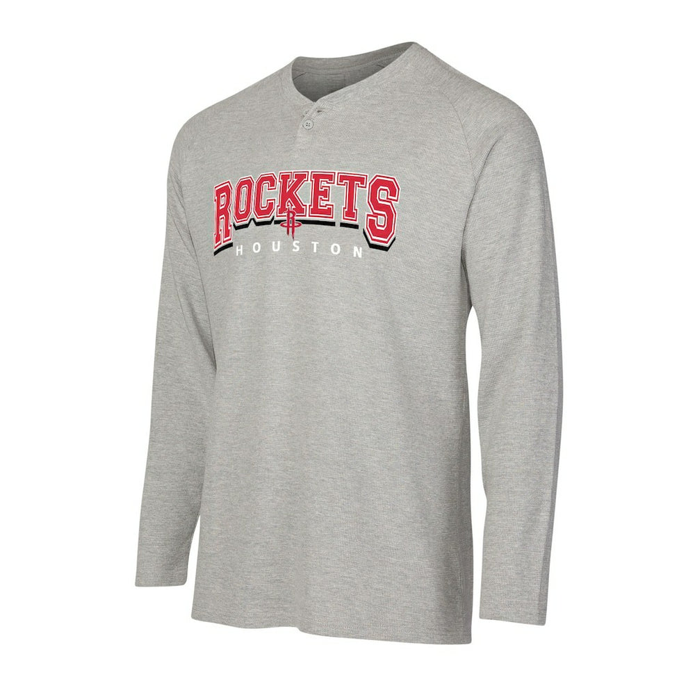 NBA Houston Rockets Concepts Sport Hawthorn Thermal Knit Long Sleeve Henley T-Shirt