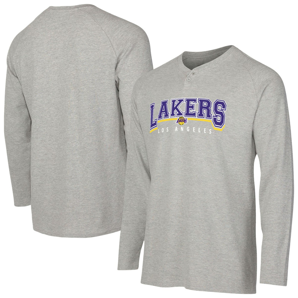 NBA Los Angeles Lakers Concepts Sport Hawthorn Thermal Knit Long Sleeve Henley T-Shirt