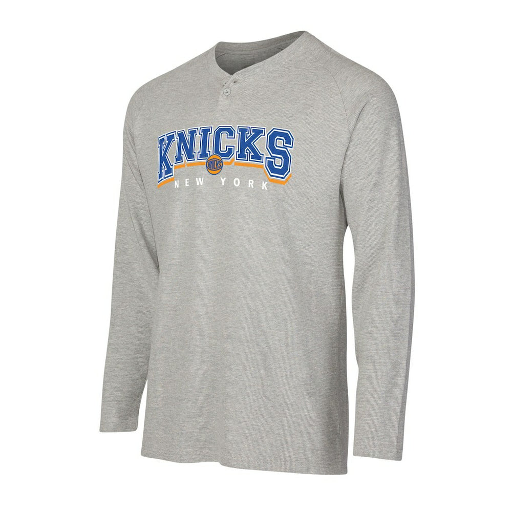NBA New York Knicks Concepts Sport Hawthorn Thermal Knit Long Sleeve Henley T-Shirt