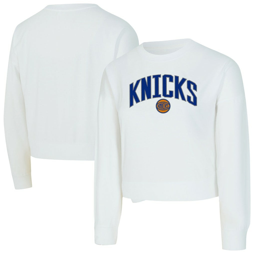 NBA New York Knicks Concepts Sport Women's Laney Chenille Cropped Long Sleeve T-Shirt