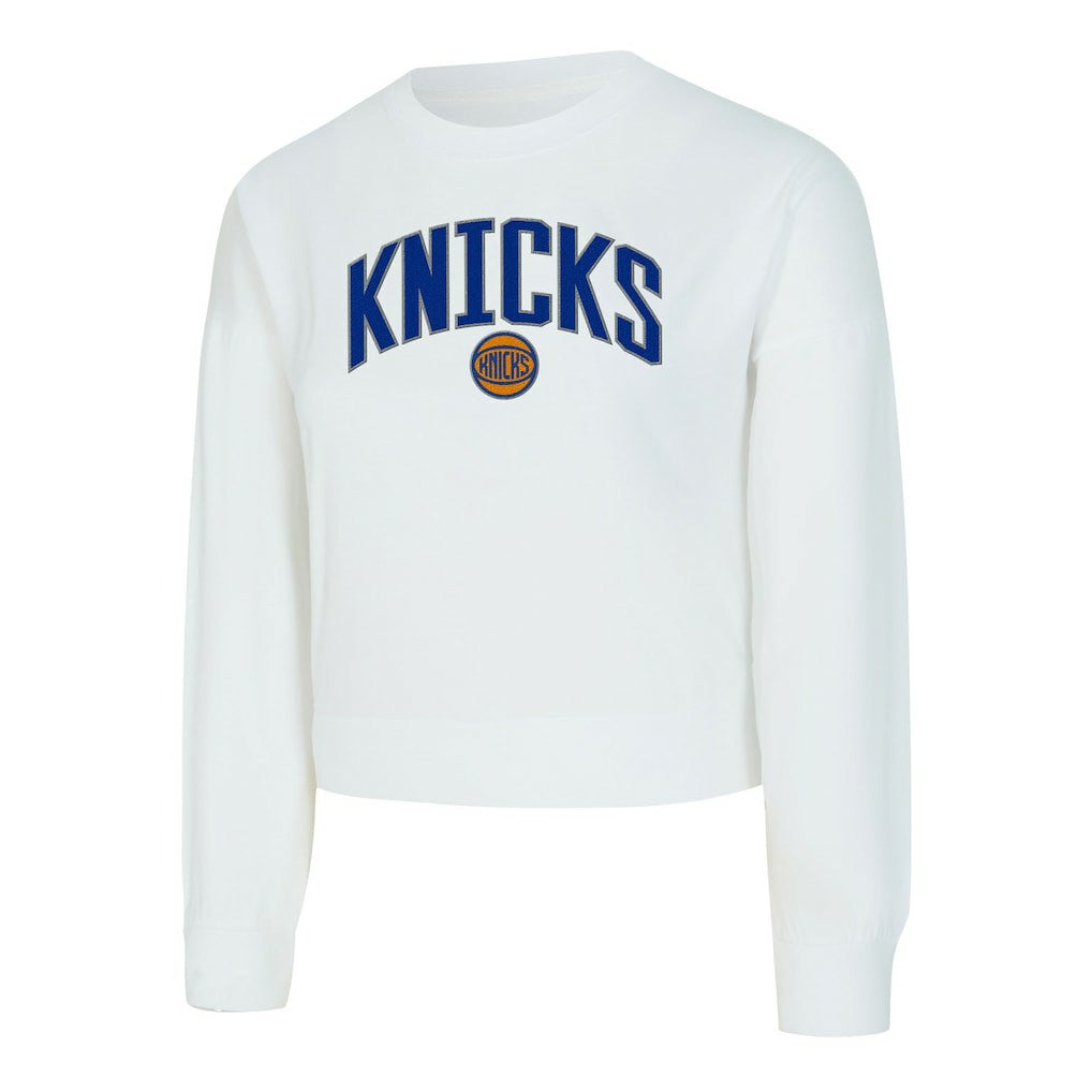 NBA New York Knicks Concepts Sport Women's Laney Chenille Cropped Long Sleeve T-Shirt