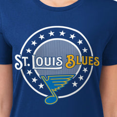 NHL Royal St. Louis Blues G-III 4Her by Carl Banks Women's Super-Slim Lightweight Pinstripe Circle Graphic T-Shirt