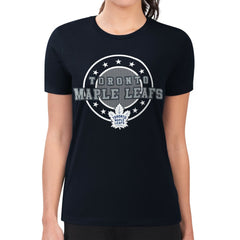 NHL Navy Toronto Maple Leafs G-III 4Her by Carl Banks Women's Super-Slim Lightweight Pinstripe Circle Graphic T-Shirt