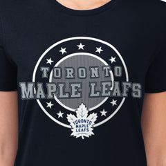 NHL Navy Toronto Maple Leafs G-III 4Her by Carl Banks Women's Super-Slim Lightweight Pinstripe Circle Graphic T-Shirt