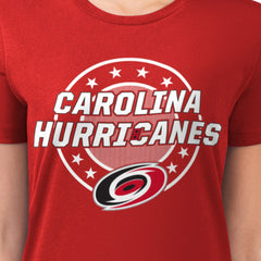 NHL Red Carolina Hurricanes G-III 4Her by Carl Banks Women's Super-Slim Lightweight Pinstripe Circle Graphic T-Shirt