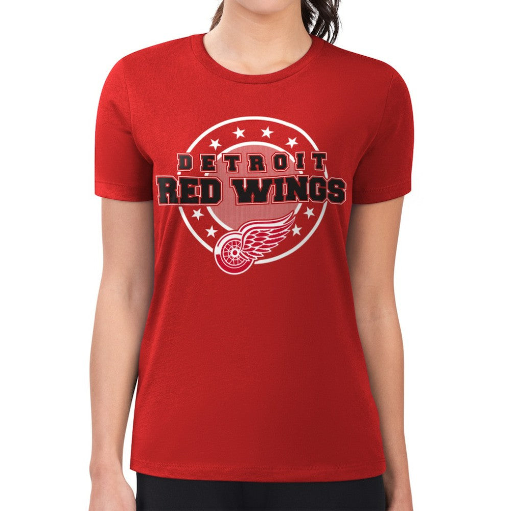 NHL Red Detroit Red Wings G-III 4Her by Carl Banks Women's Super-Slim Lightweight Pinstripe Circle Graphic T-Shirt