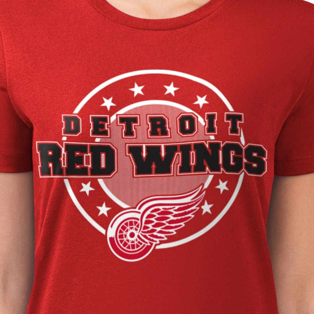 NHL Red Detroit Red Wings G-III 4Her by Carl Banks Women's Super-Slim Lightweight Pinstripe Circle Graphic T-Shirt