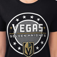 NHL Black Vegas Golden Knights G-III 4Her by Carl Banks Women's Super-Slim Lightweight Pinstripe Circle Graphic T-Shirt