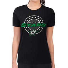 NHL Black Dallas Stars G-III 4Her by Carl Banks Women's Super-Slim Lightweight Pinstripe Circle Graphic T-Shirt