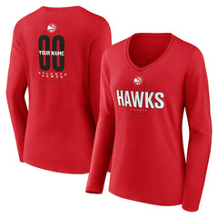 NBA Atlanta Hawks Women's Center Court Name & Number Custom Long Sleeve V-Neck T-Shirt