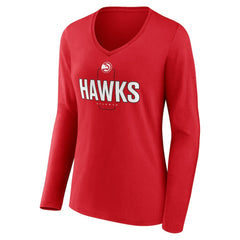 NBA Atlanta Hawks Women's Center Court Name & Number Custom Long Sleeve V-Neck T-Shirt