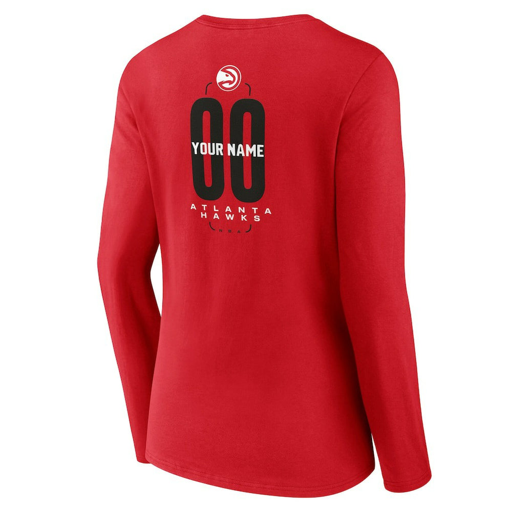 NBA Atlanta Hawks Women's Center Court Name & Number Custom Long Sleeve V-Neck T-Shirt