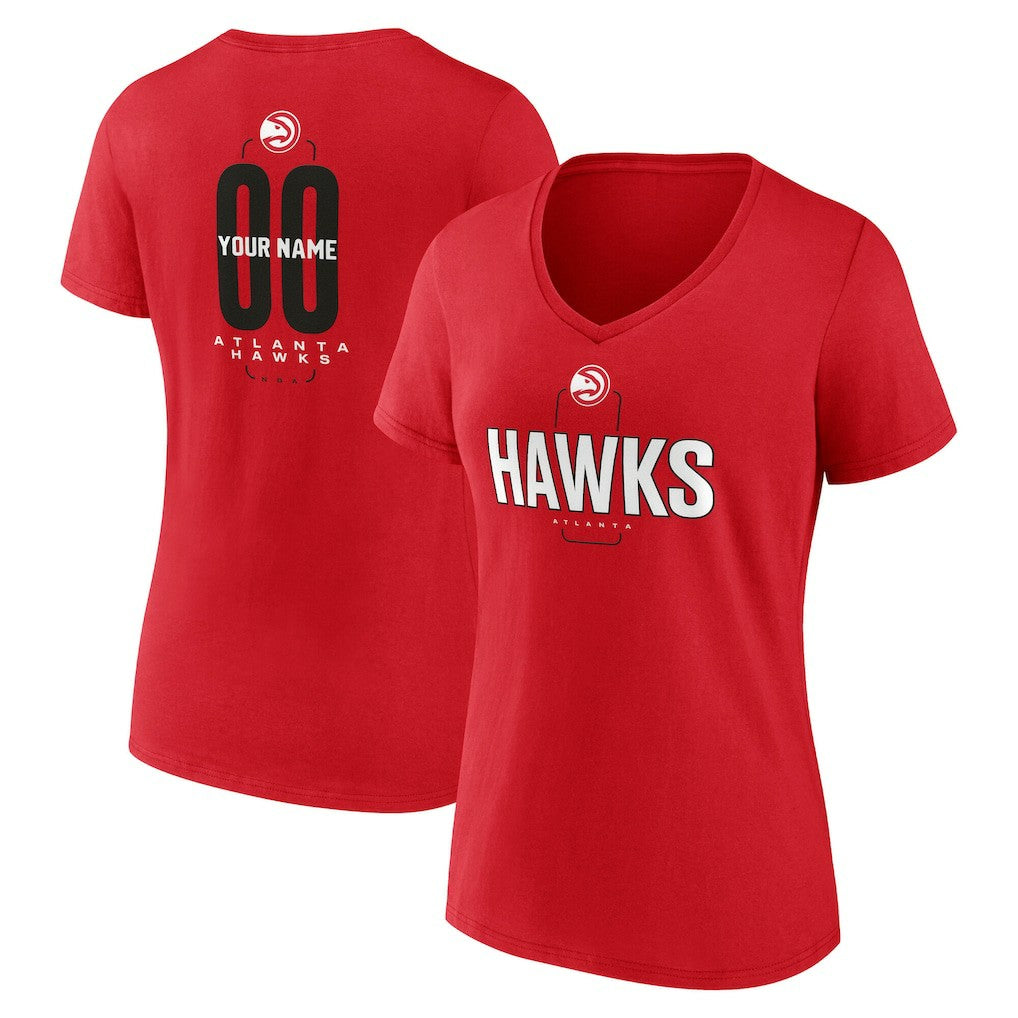 NBA Atlanta Hawks Women's Center Court Name & Number Custom V-Neck T-Shirt