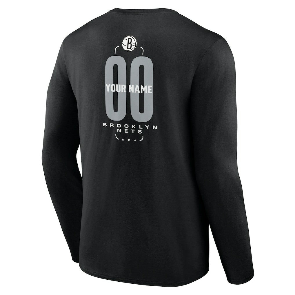 NBA Brooklyn Nets Center Court Name & Number Custom Long Sleeve T-Shirt