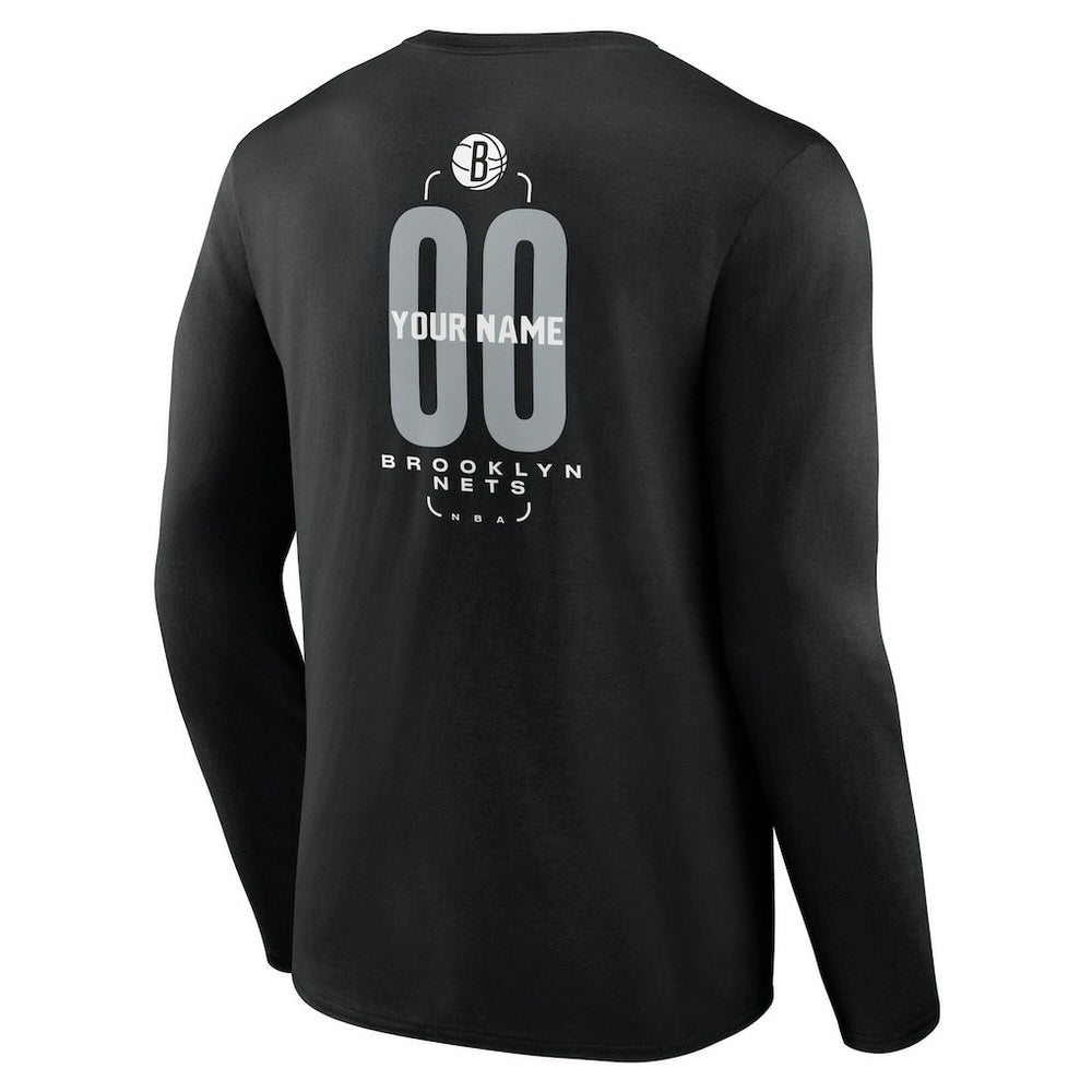 NBA Brooklyn Nets Center Court Name & Number Custom Long Sleeve T-Shirt