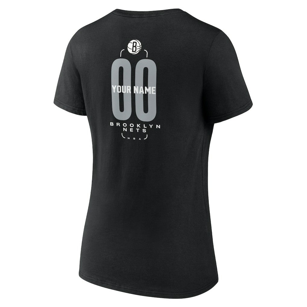 NBA Brooklyn Nets Women's Center Court Name & Number Custom V-Neck T-Shirt