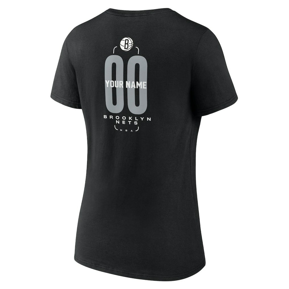 NBA Brooklyn Nets Women's Center Court Name & Number Custom V-Neck T-Shirt