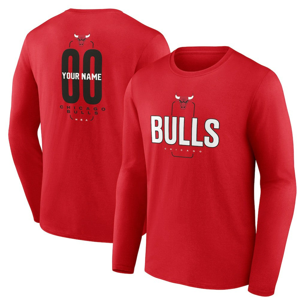NBA Chicago Bulls Center Court Name & Number Custom Long Sleeve T-Shirt sale