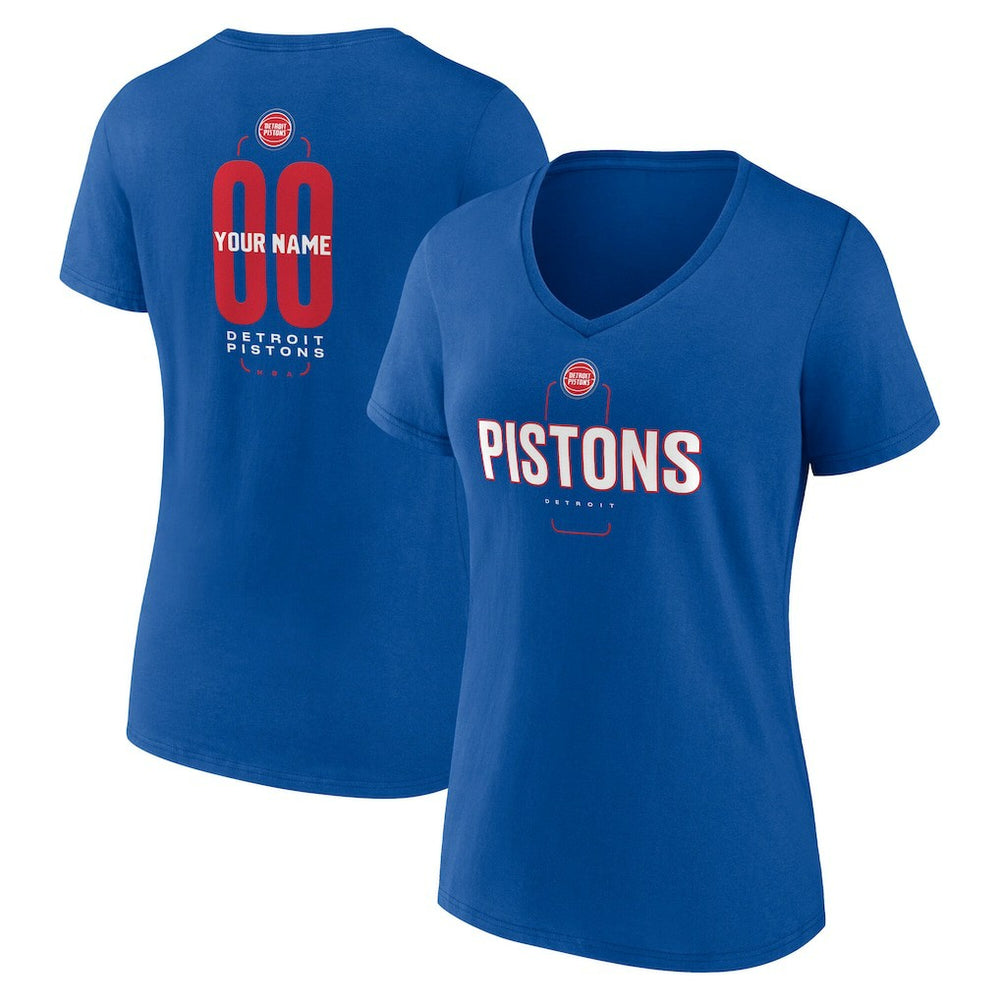 NBA Detroit Pistons Women's Center Court Name & Number Custom V-Neck T-Shirt sale