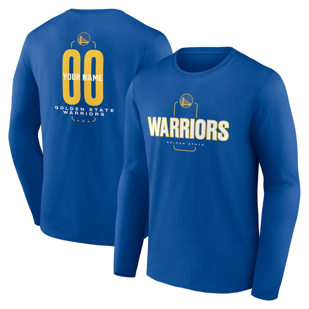 NBA Golden State Warriors Center Court Name & Number Custom Long Sleeve T-Shirt sale