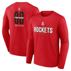 NBA Houston Rockets Center Court Name & Number Custom Long Sleeve T-Shirt