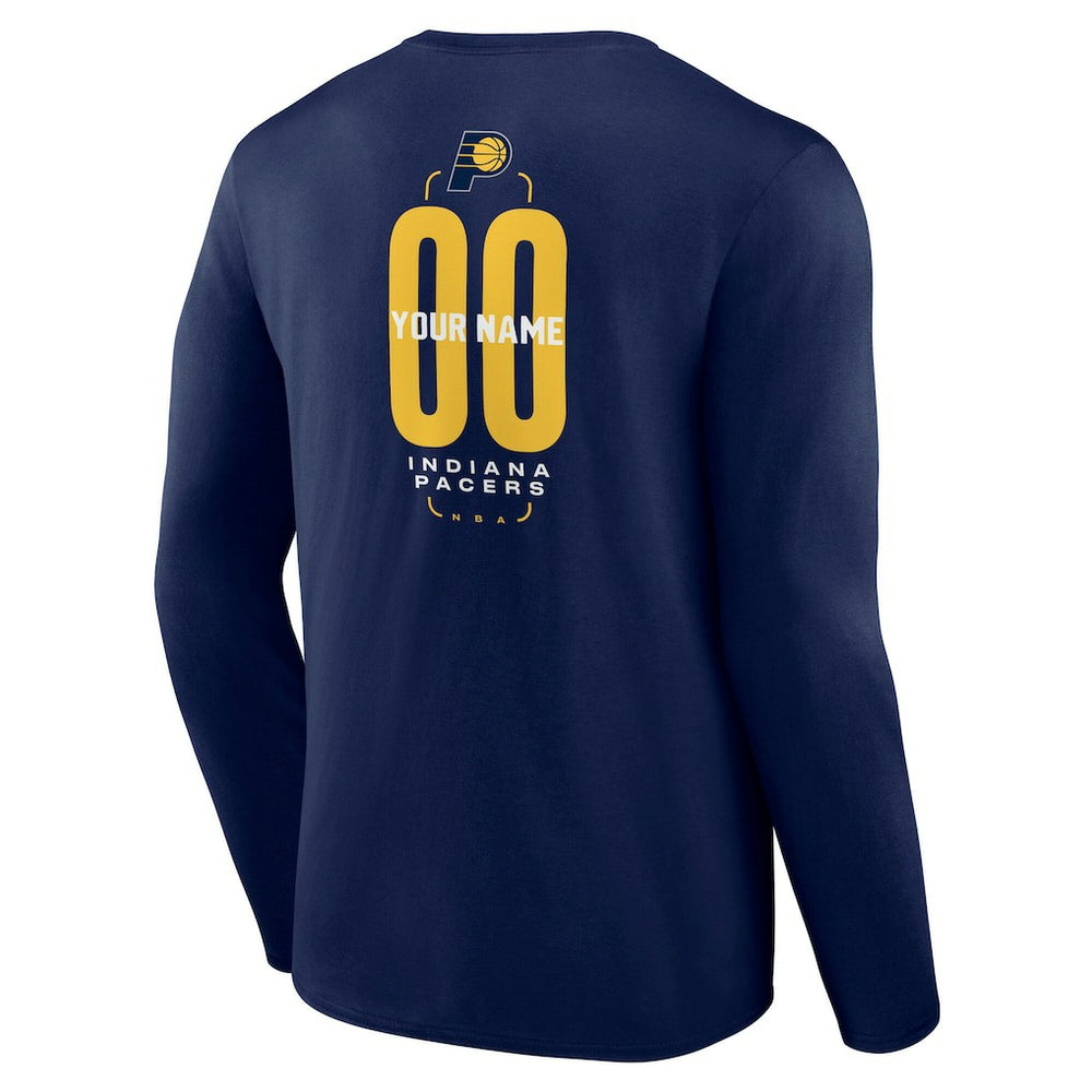 NBA Indiana Pacers Center Court Name & Number Custom Long Sleeve T-Shirt