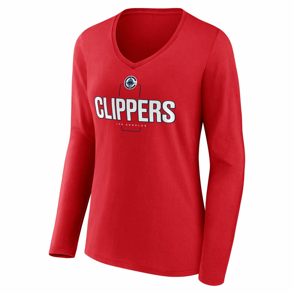 NBA LA Clippers Women's Center Court Name & Number Custom Long Sleeve V-Neck T-Shirt
