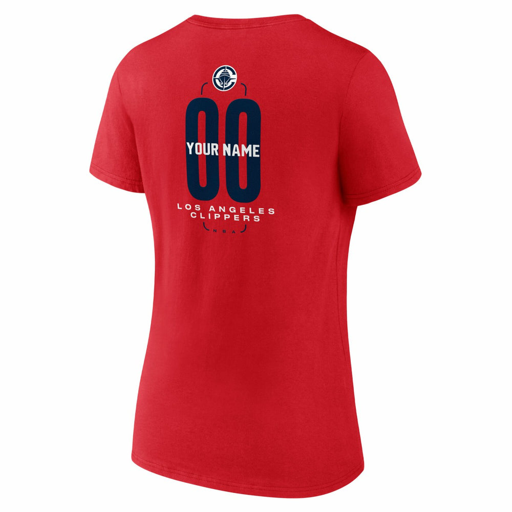 NBA LA Clippers Women's Center Court Name & Number Custom V-Neck T-Shirt