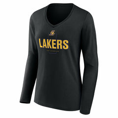 NBA Los Angeles Lakers Women's Center Court Name & Number Custom Long Sleeve V-Neck T-Shirt
