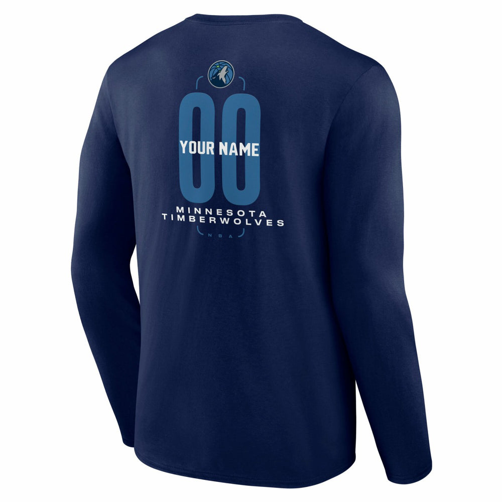 NBA Minnesota Timberwolves Center Court Name & Number Custom Long Sleeve T-Shirt