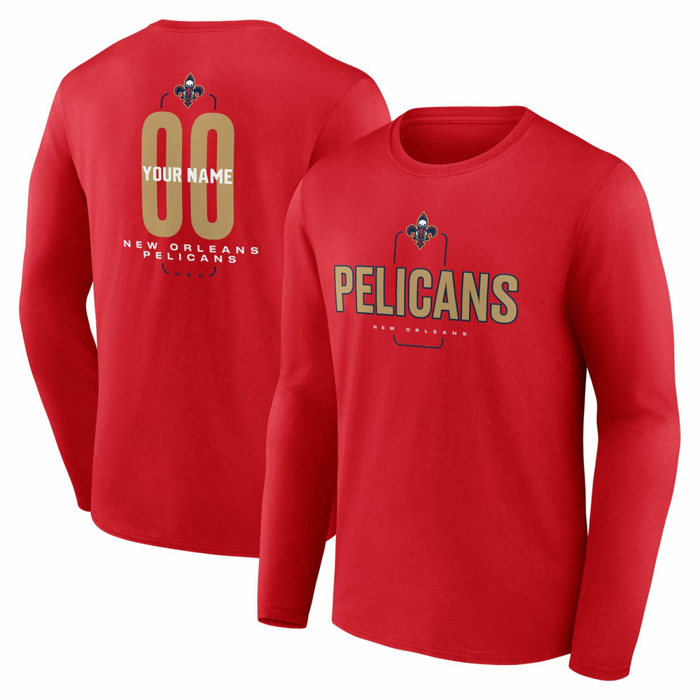 NBA New Orleans Pelicans Center Court Name & Number Custom Long Sleeve T-Shirt