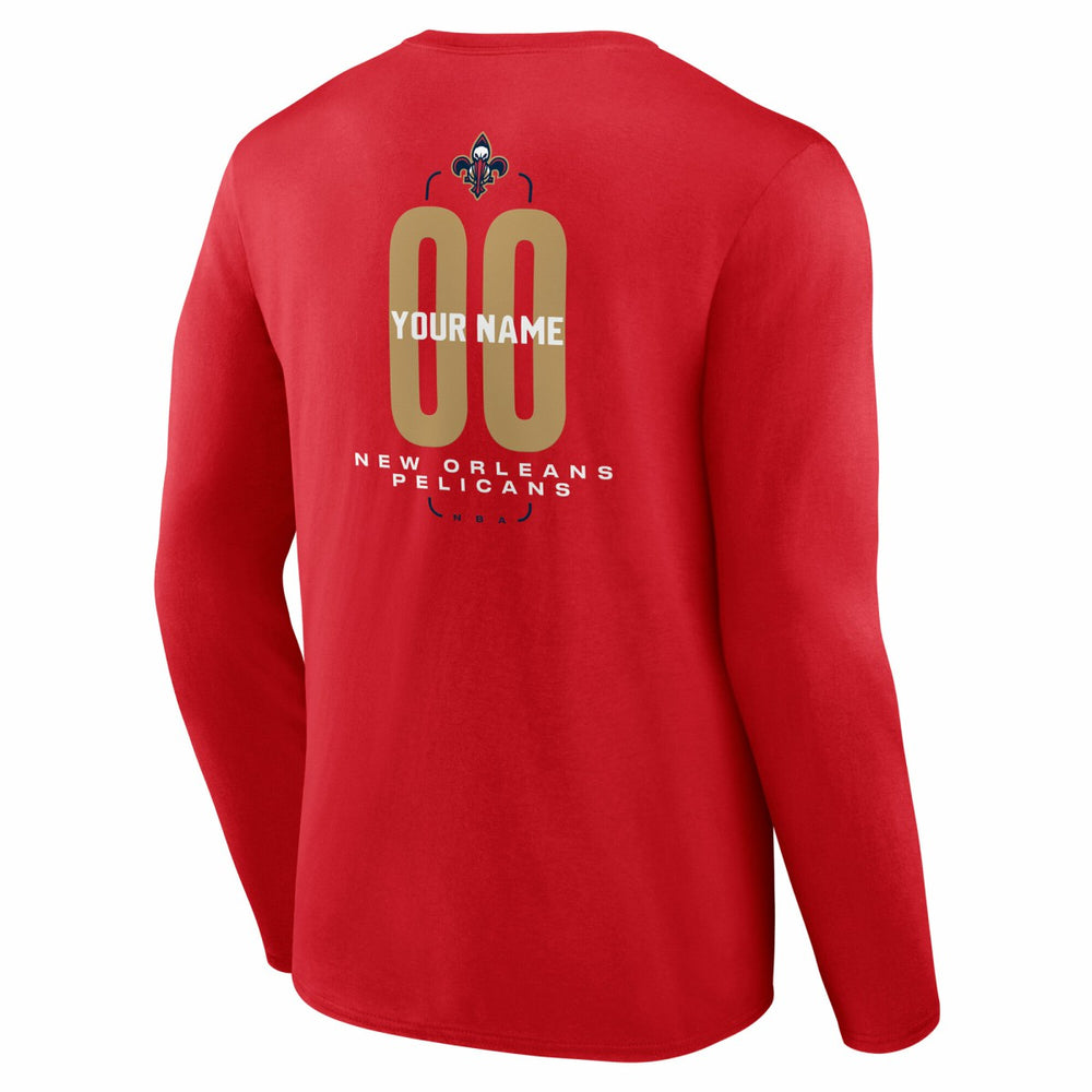 NBA New Orleans Pelicans Center Court Name & Number Custom Long Sleeve T-Shirt