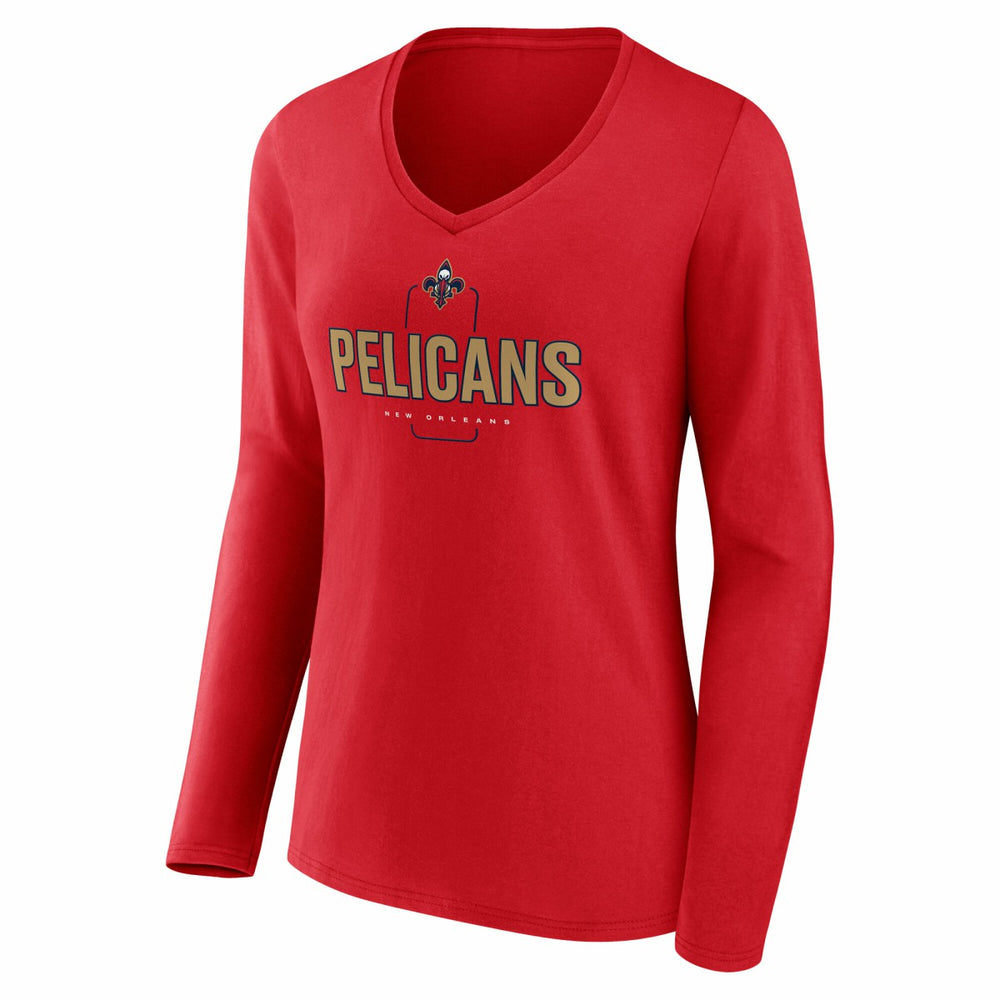 NBA New Orleans Pelicans Women's Center Court Name & Number Custom Long Sleeve V-Neck T-Shirt