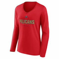 NBA New Orleans Pelicans Women's Center Court Name & Number Custom Long Sleeve V-Neck T-Shirt