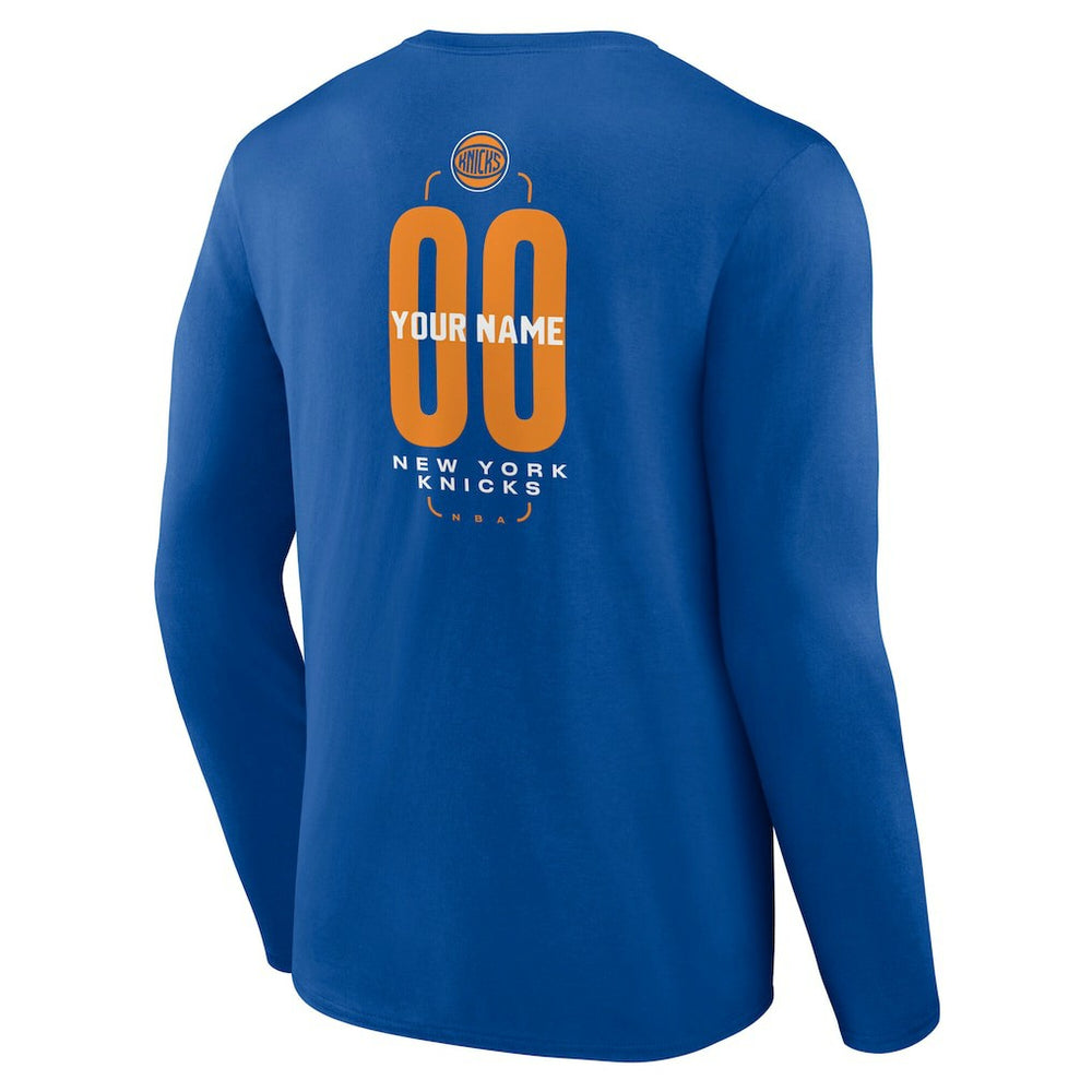 NBA New York Knicks Center Court Name & Number Custom Long Sleeve T-Shirt