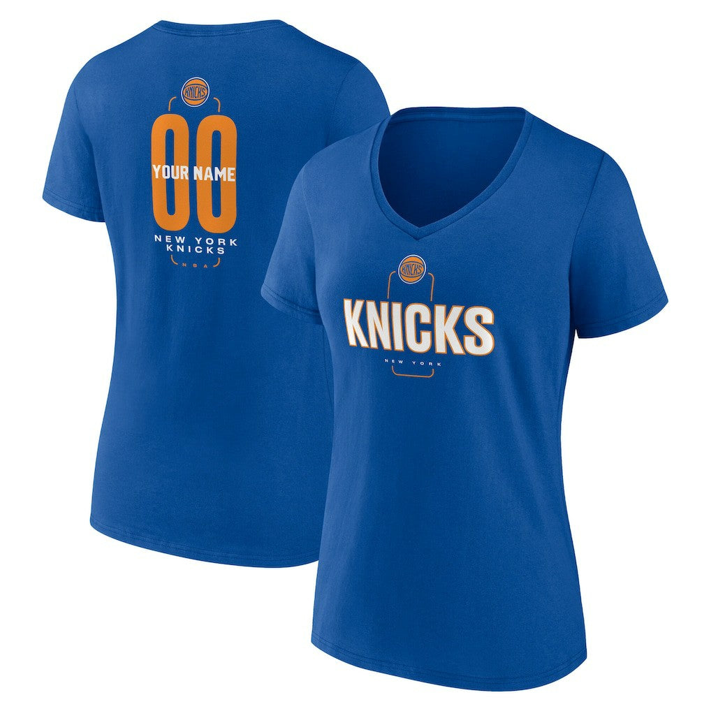 NBA New York Knicks Women's Center Court Name & Number Custom V-Neck T-Shirt