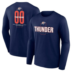 NBA Oklahoma City Thunder Center Court Name & Number Custom Long Sleeve T-Shirt