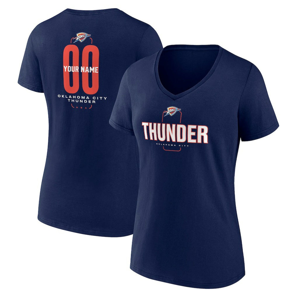 NBA Oklahoma City Thunder Women's Center Court Name & Number Custom V-Neck T-Shirt