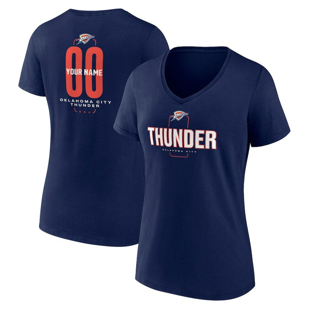 NBA Oklahoma City Thunder Women's Center Court Name & Number Custom V-Neck T-Shirt