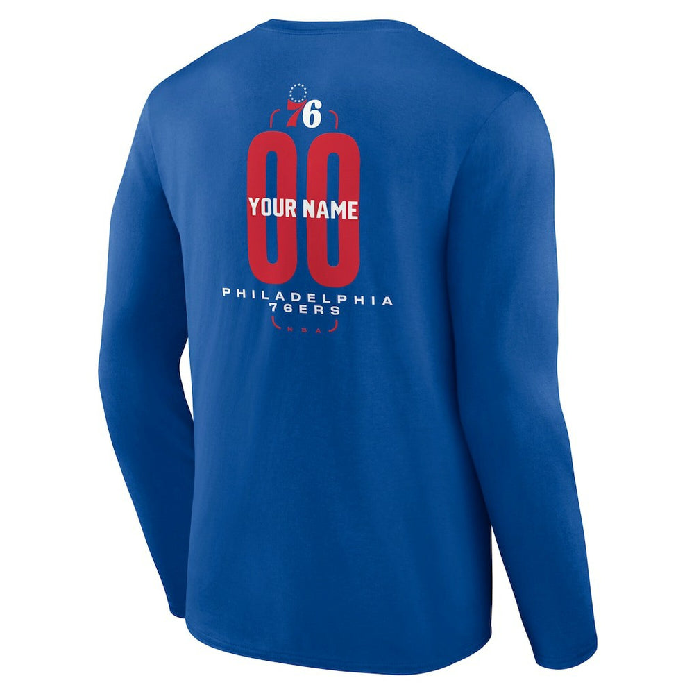 NBA Philadelphia 76ers Center Court Name & Number Custom Long Sleeve T-Shirt