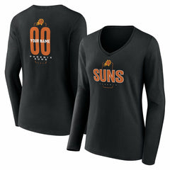 NBA Phoenix Suns Women's Center Court Name & Number Custom Long Sleeve V-Neck T-Shirt
