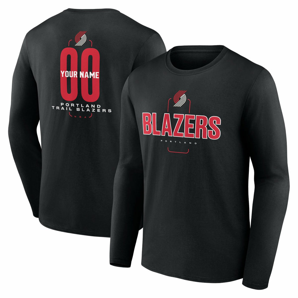 NBA Portland Trail Blazers Center Court Name & Number Custom Long Sleeve T-Shirt
