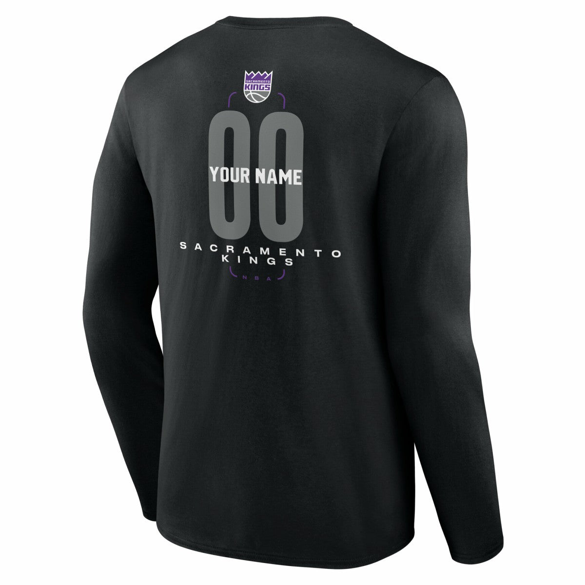 NBA Sacramento Kings Center Court Name & Number Custom Long Sleeve T-Shirt