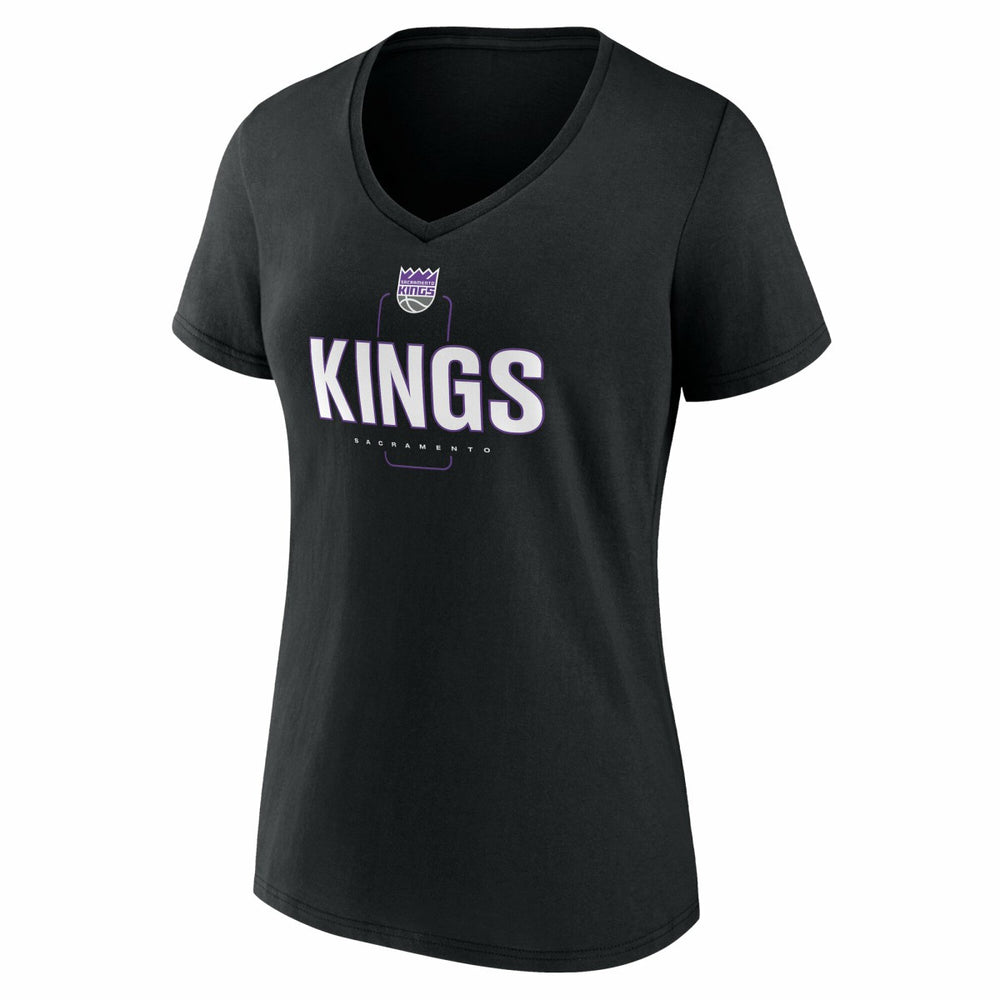 NBA Sacramento Kings Women's Center Court Name & Number Custom V-Neck T-Shirt