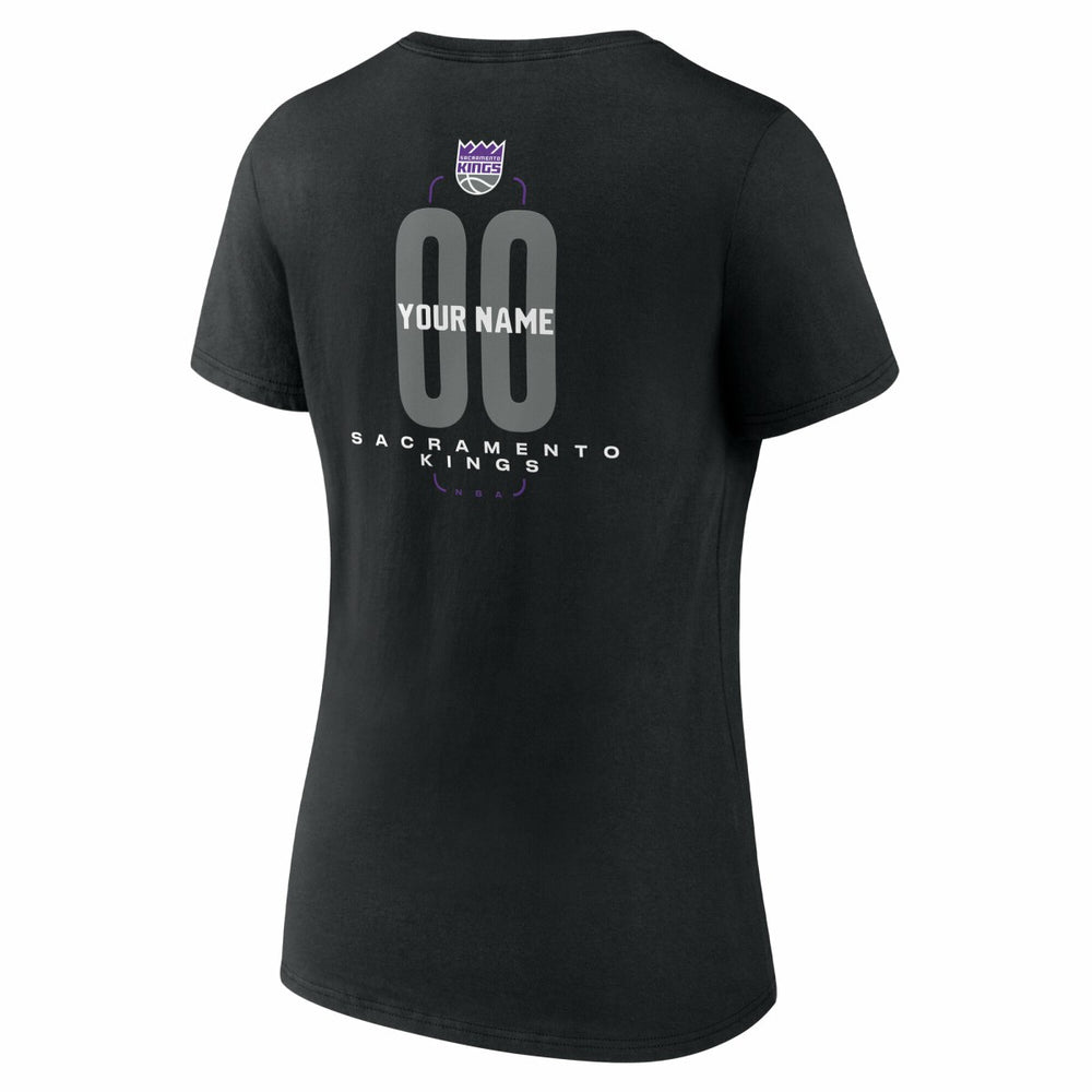 NBA Sacramento Kings Women's Center Court Name & Number Custom V-Neck T-Shirt