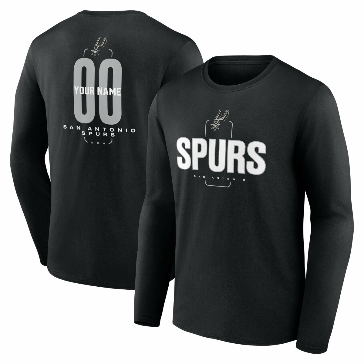 NBA San Antonio Spurs Center Court Name & Number Custom Long Sleeve T-Shirt