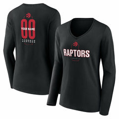 NBA Toronto Raptors Women's Center Court Name & Number Custom Long Sleeve V-Neck T-Shirt