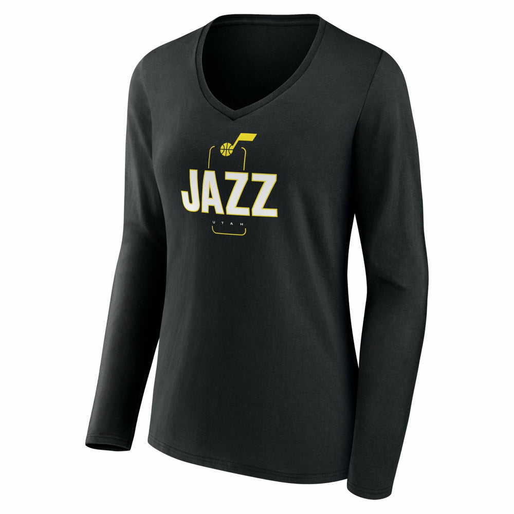 NBA Utah Jazz Women's Center Court Name & Number Custom Long Sleeve V-Neck T-Shirt
