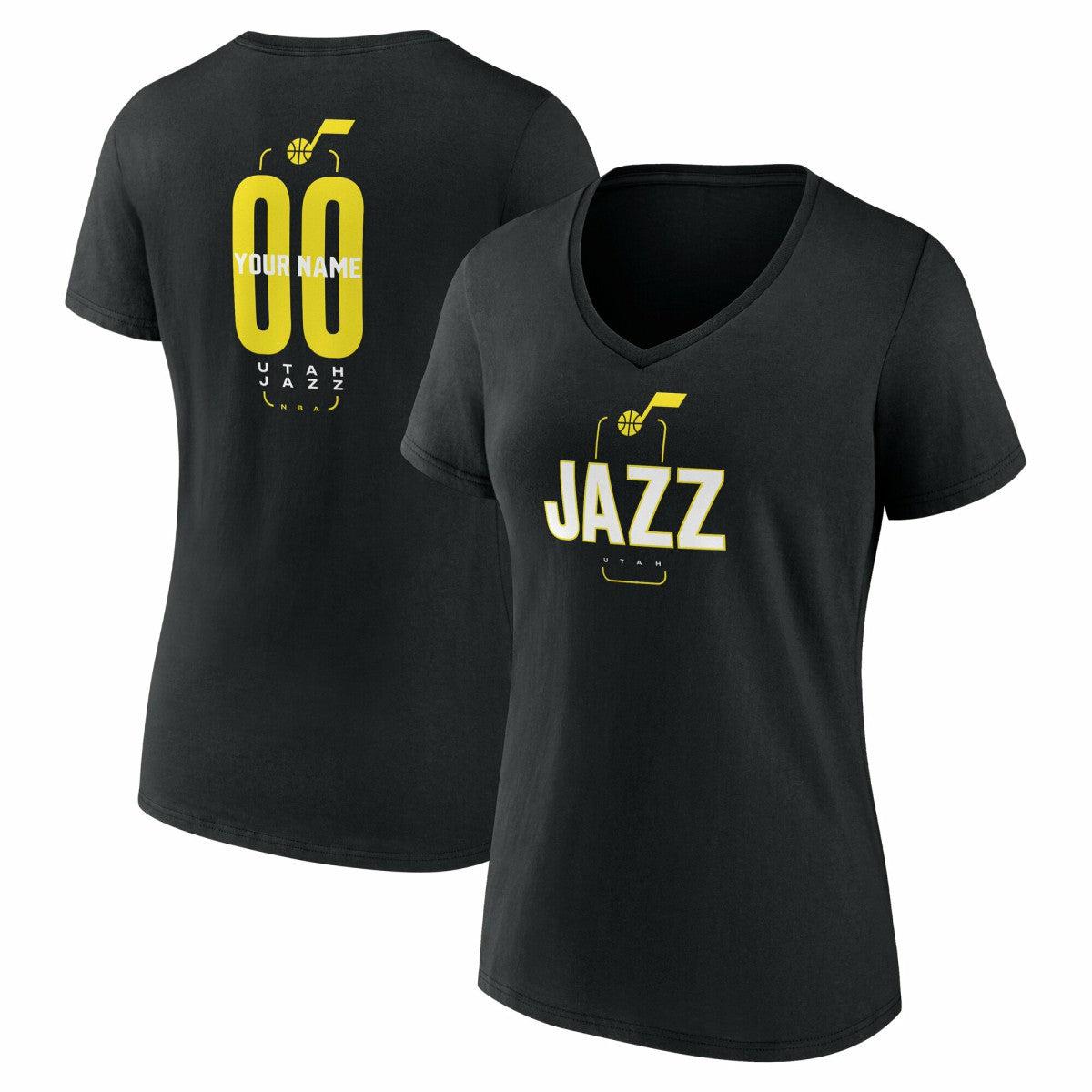 NBA Utah Jazz Women's Center Court Name & Number Custom V-Neck T-Shirt