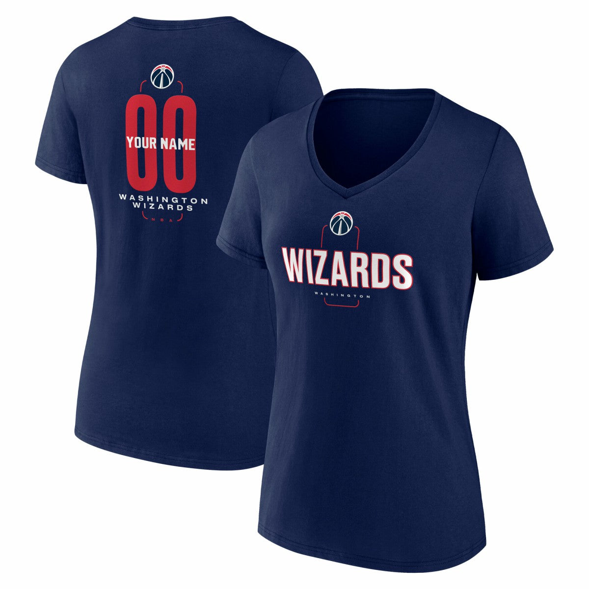 NBA Washington Wizards Women's Center Court Name & Number Custom V-Neck T-Shirt